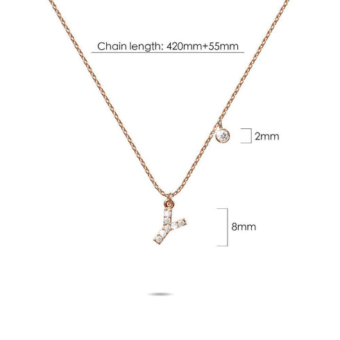 Solid 925 Sterling Silver Initial Crystal Personalised Alphabet Letter Necklace Rose Gold Filled